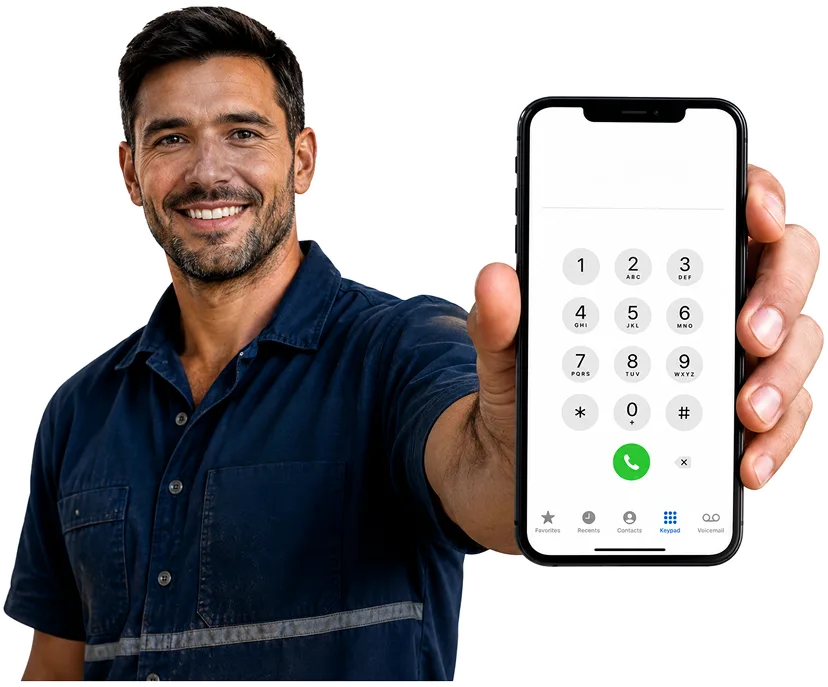 Plumber answering a Drummoyne enquiry by phone